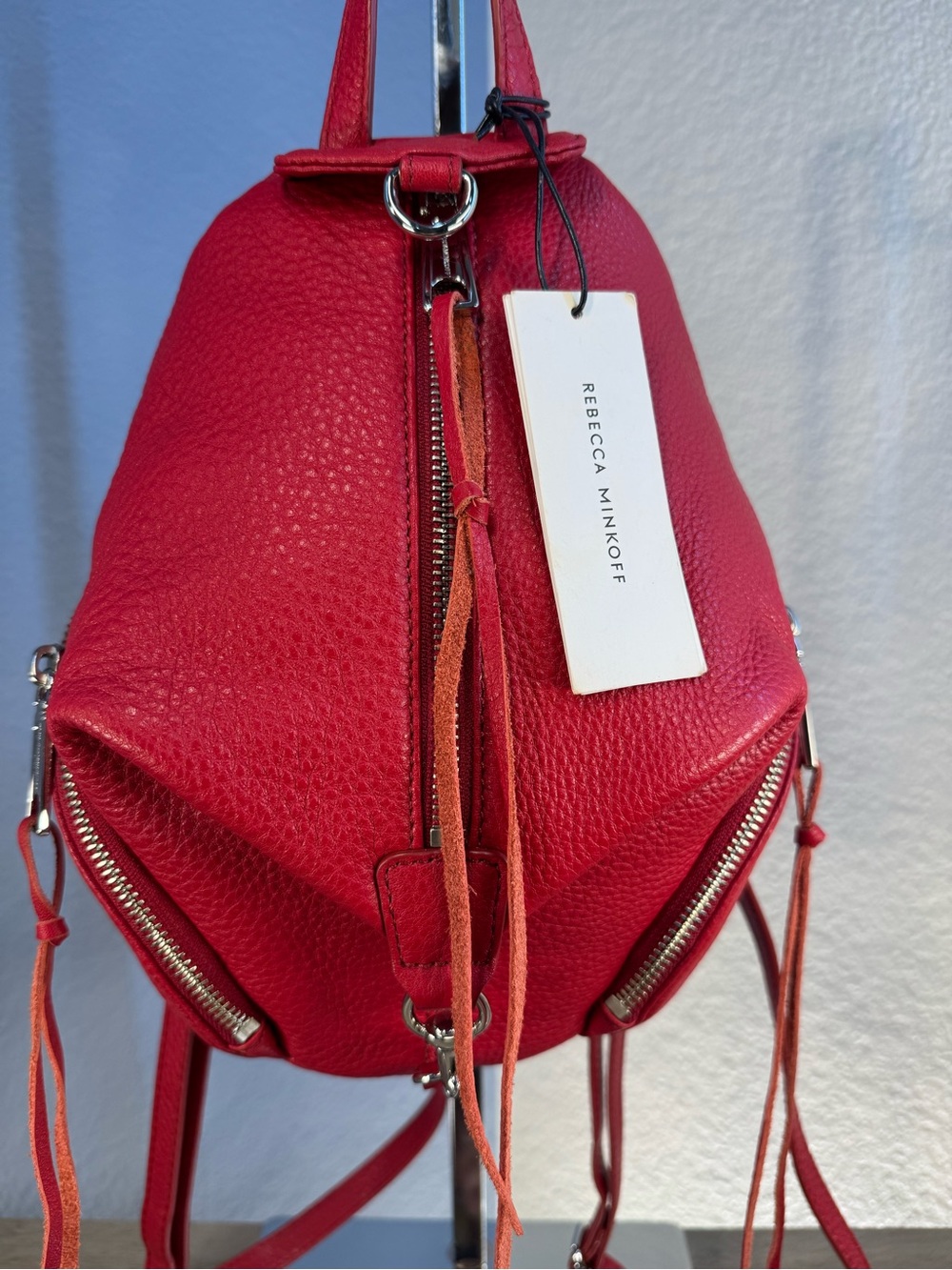 Rebecca Minkoff Mini Julian Convertible Leather Backpack NWT Paprika Red - Picture 4 of 15